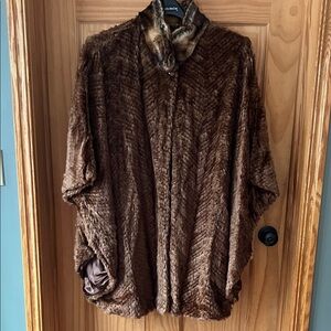 Pamela McCoy Chocolate Faux Fur Cape Shawl